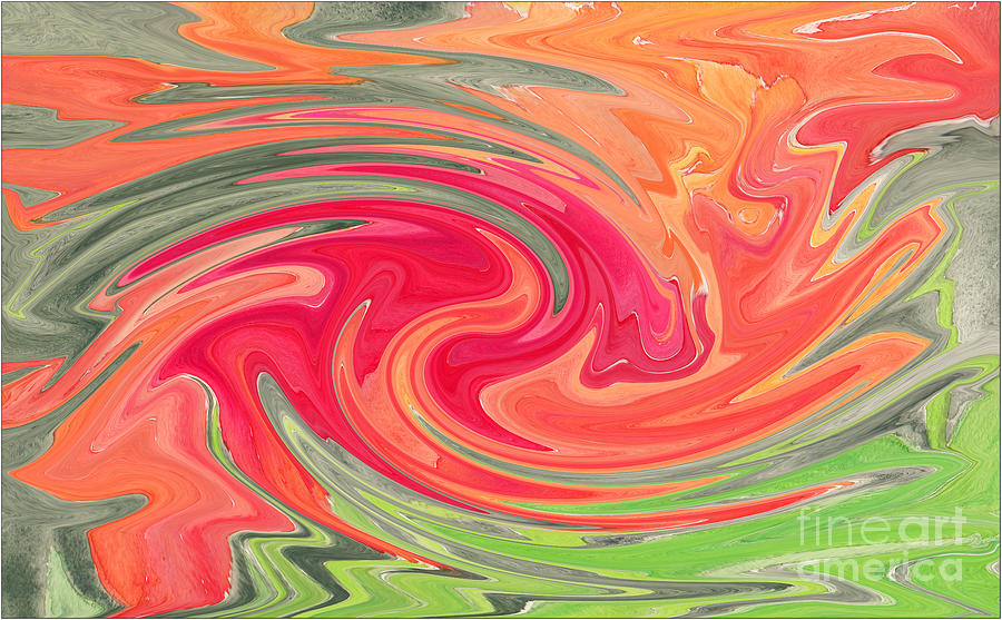Abstract Red Orange Tulips Digital Art by Conni Schaftenaar