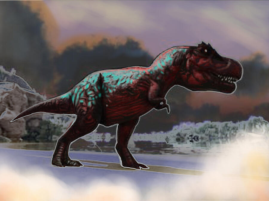 Prehistoric Digital Art - Abstract Red Rex by Daniel R Johnson