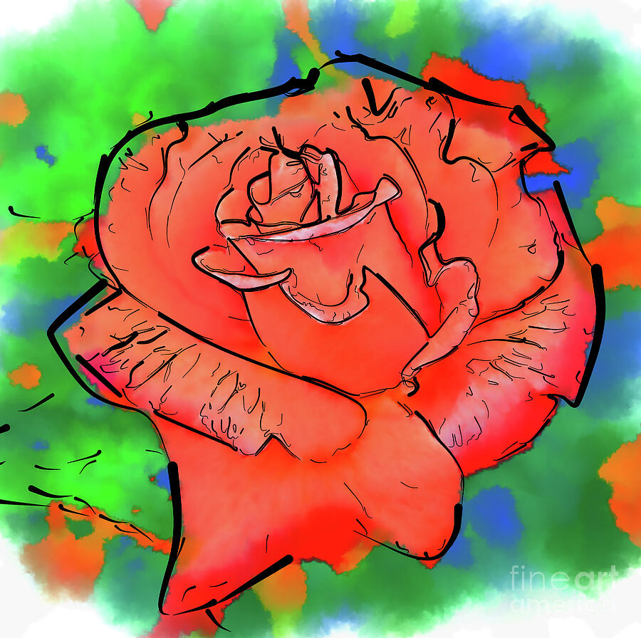 Abstract Red Rose Bloom  Digital Art by Kirt Tisdale