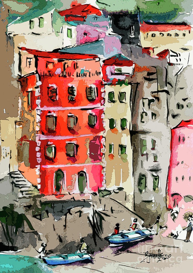 Abstract Riomaggiore Italy Painting by Ginette Callaway