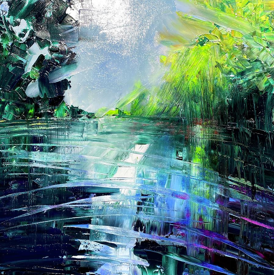 Abstract Painting - Abstract River with Light  by Julia S Powell