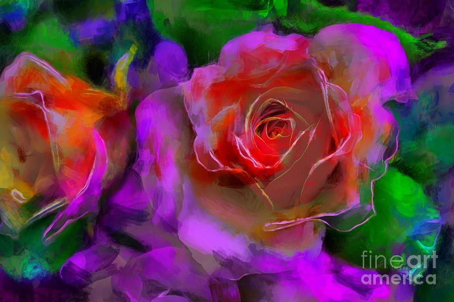 Rose Mixed Media - Abstract Roses by Eva Lechner