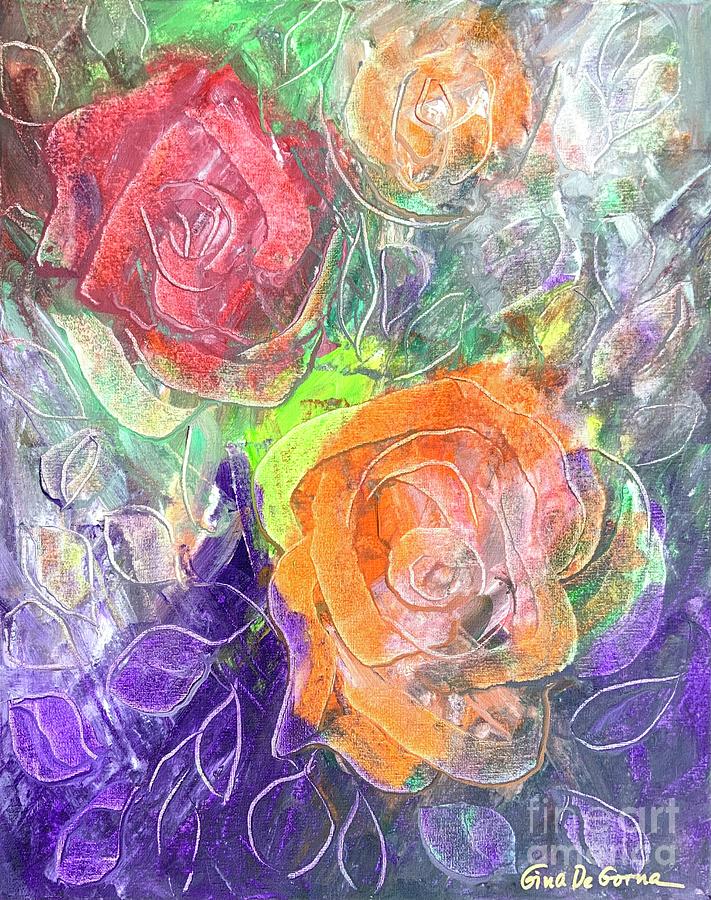 Abstract Roses Painting by Gina De Gorna