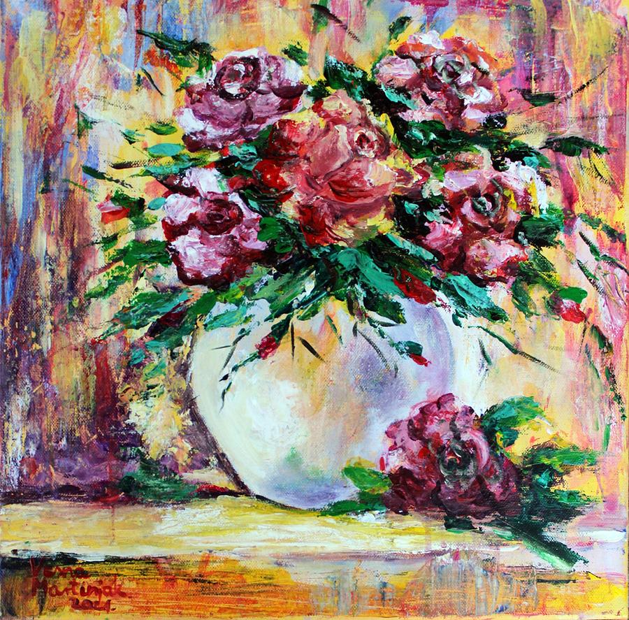 Abstract Roses Painting by Vesna Martinjak