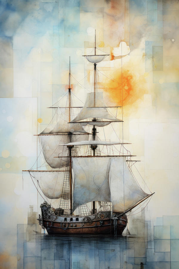 Abstract Sailing Ship Digital Art by Imagine ART