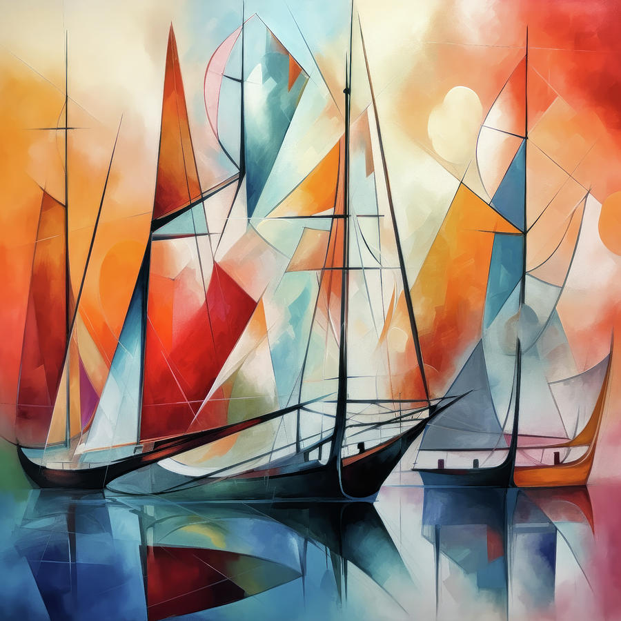 Abstract Sailing Ships Digital Art by Imagine ART