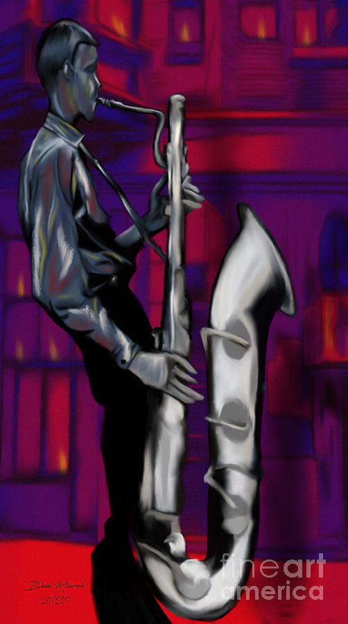 Abstract Sax Player Mixed Media by Bless Misra