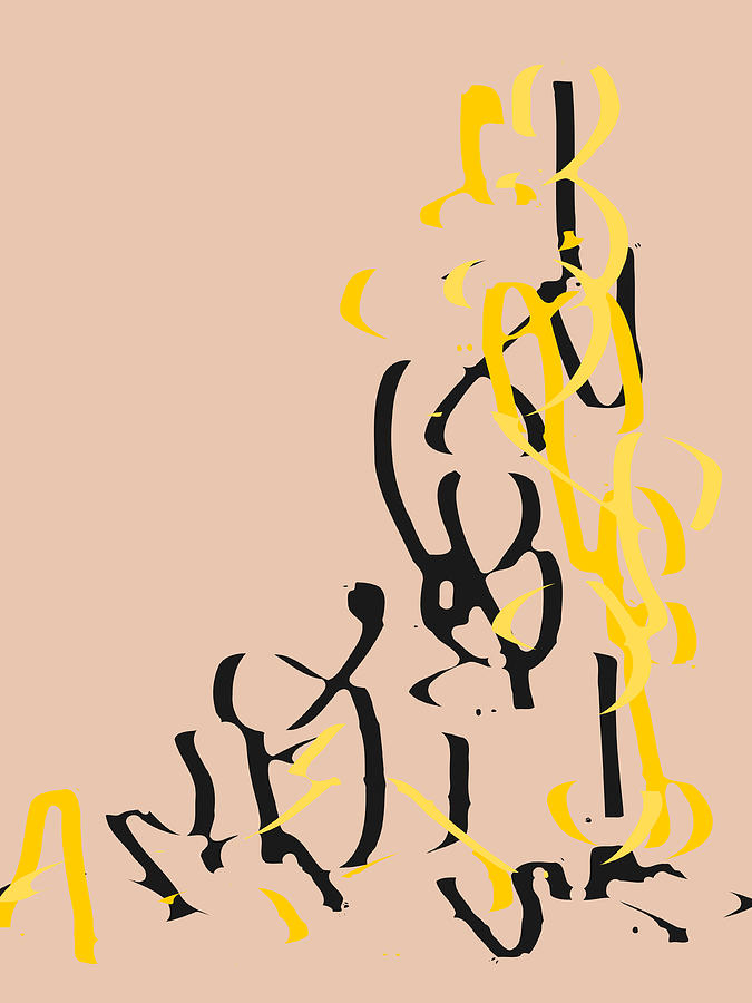 Abstract Scripts Pink Yellow Black 2 Digital Art