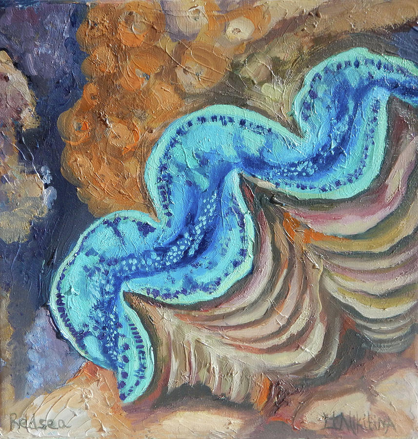 Nature Painting - Abstract seascape clam by Olga Nikitina