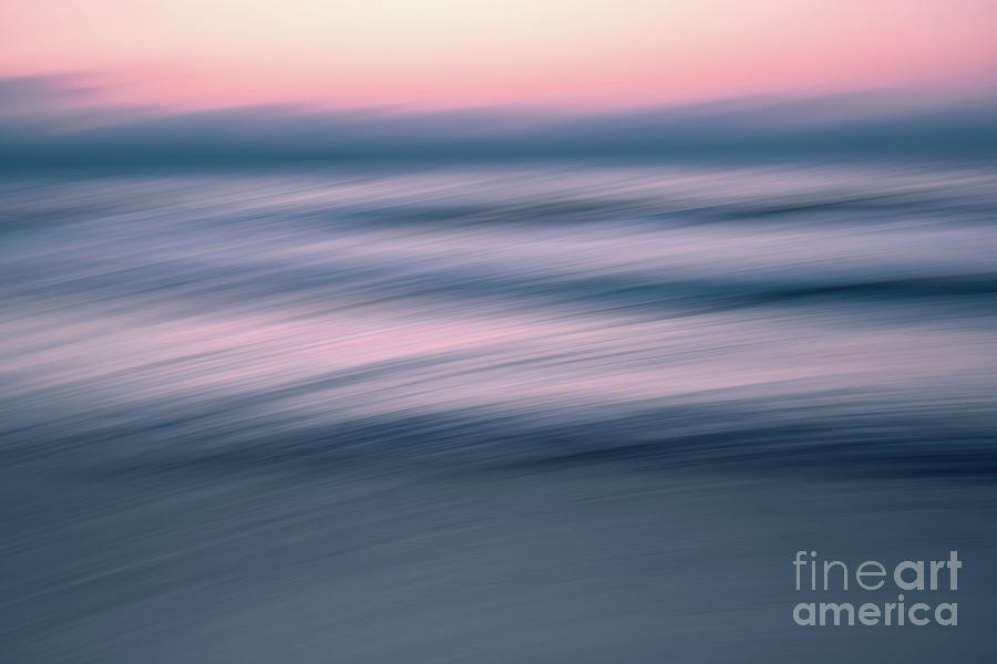 Summer Photograph - Abstract seascape in light pink, blue, and cyan colors by Hanna Tor