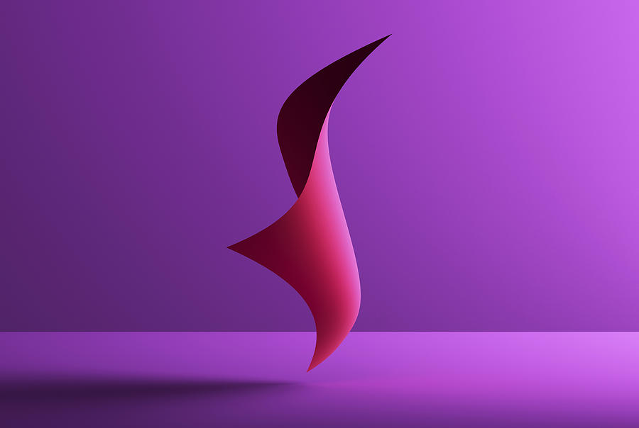 Abstract shape over purple background, 3D Rendering Drawing by Westend61