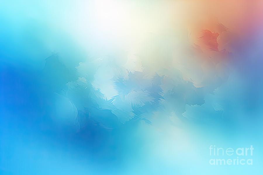Abstract Painting - Abstract Sky Blue Blurred Background Colors In Soft Blended Design With White Spotlight by N Akkash