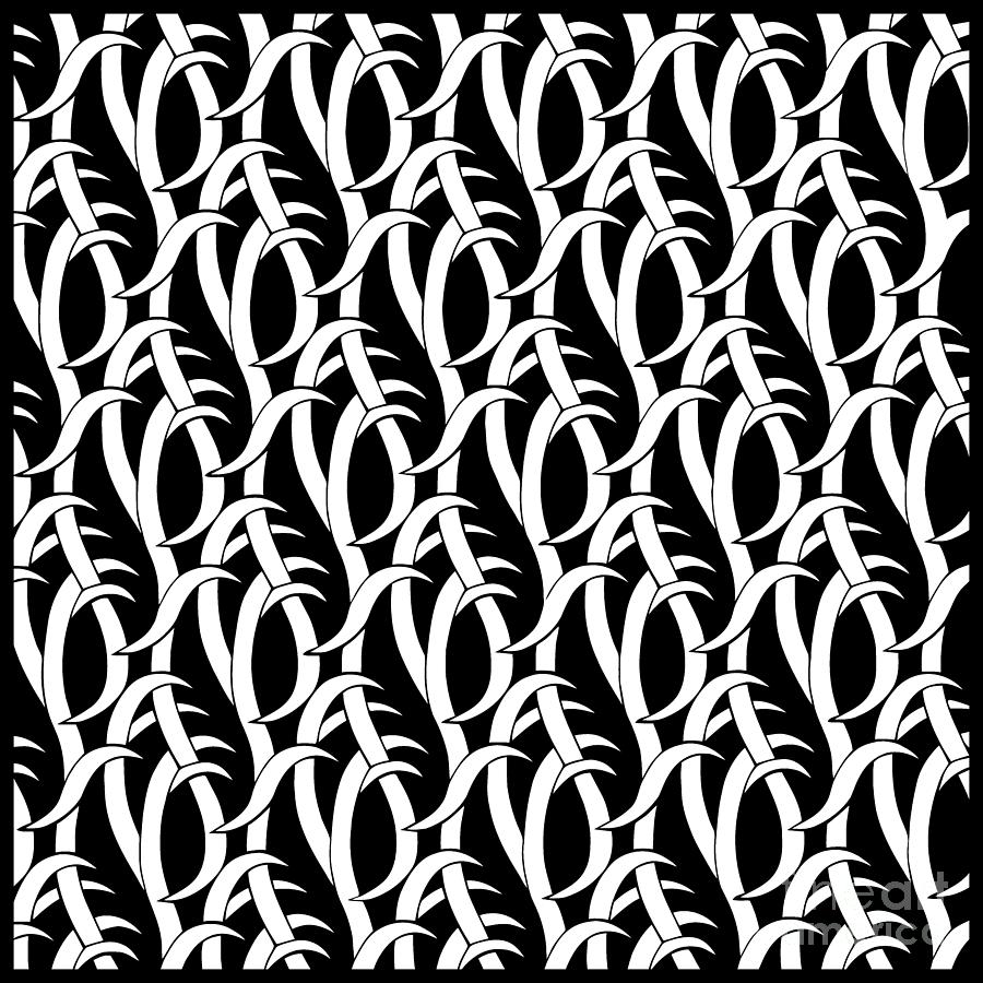 Abstract snakes pattern black and white Digital Art by Heidi De Leeuw