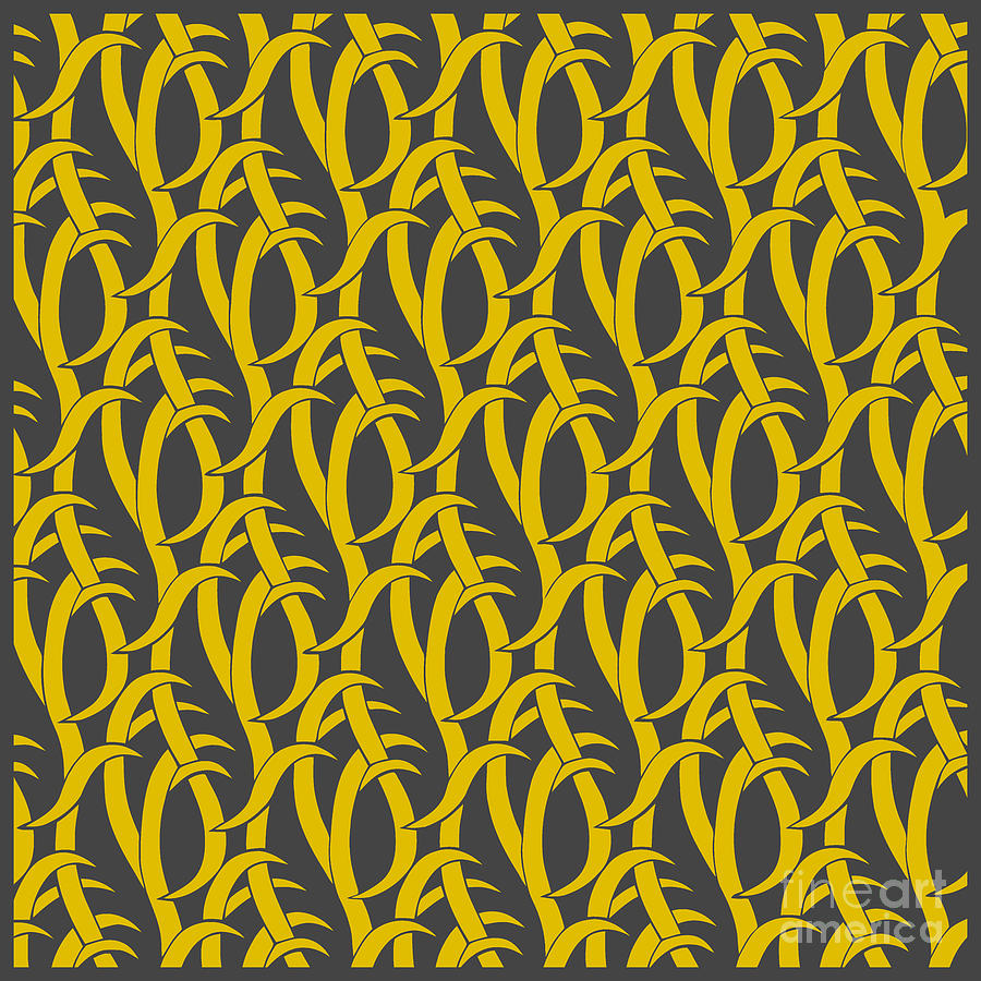 Abstract snakes pattern yellow and gray Digital Art by Heidi De Leeuw