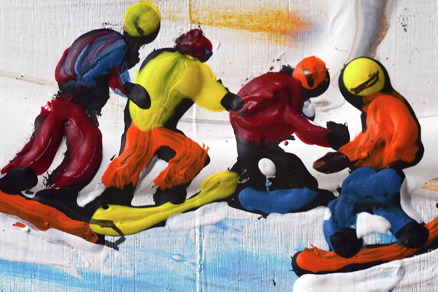 Abstract Snowboarder Art Painting as a Print Painting by Pete Caswell