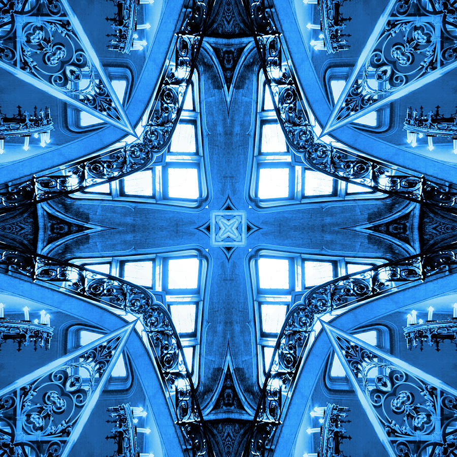 Abstract Stairs 4 in Blue Photograph by Mike McGlothlen