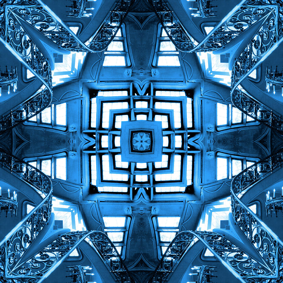 Abstract Stairs 5 in Blue Photograph by Mike McGlothlen