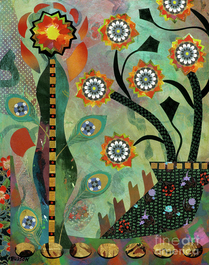 abstract still life paintings - Ikebana II Painting by Sharon Hudson