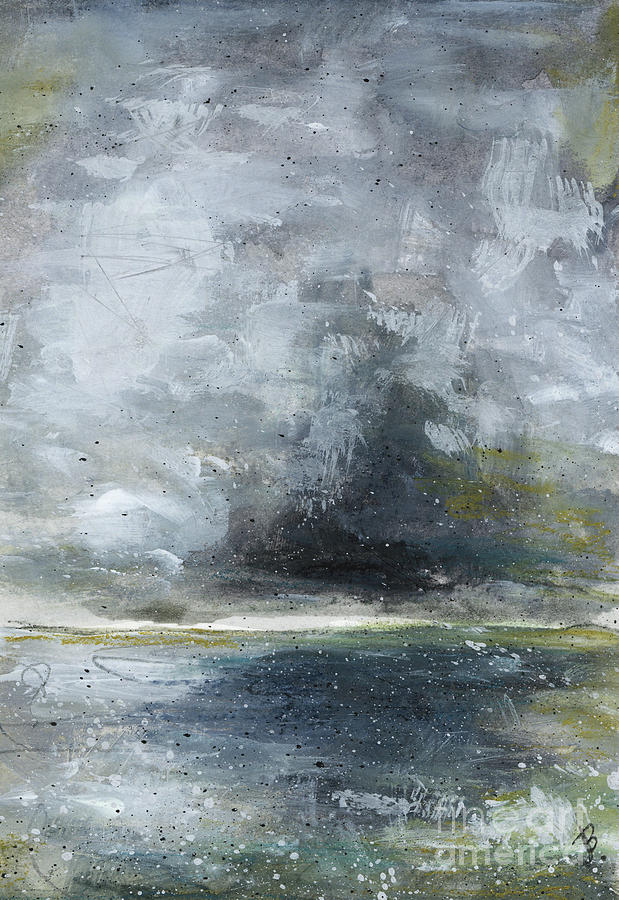 Abstract Storm Above Sea 2 Painting by Jill Battaglia