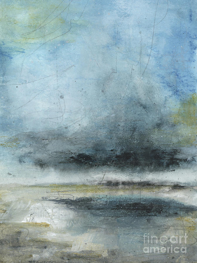 Abstract Storm Above Sea 3 Painting by Jill Battaglia