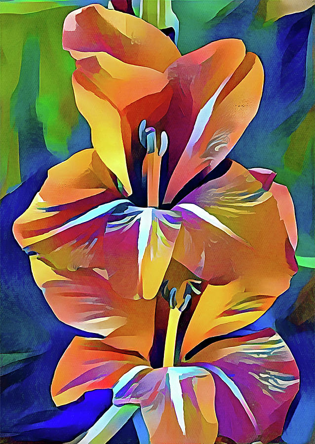 Abstract Style Gladiolus Flower Digital Art by Gaby Ethington