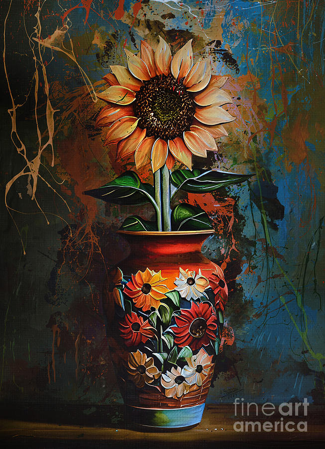 Abstract Sunflower Digital Art by Andrzej Szczerski