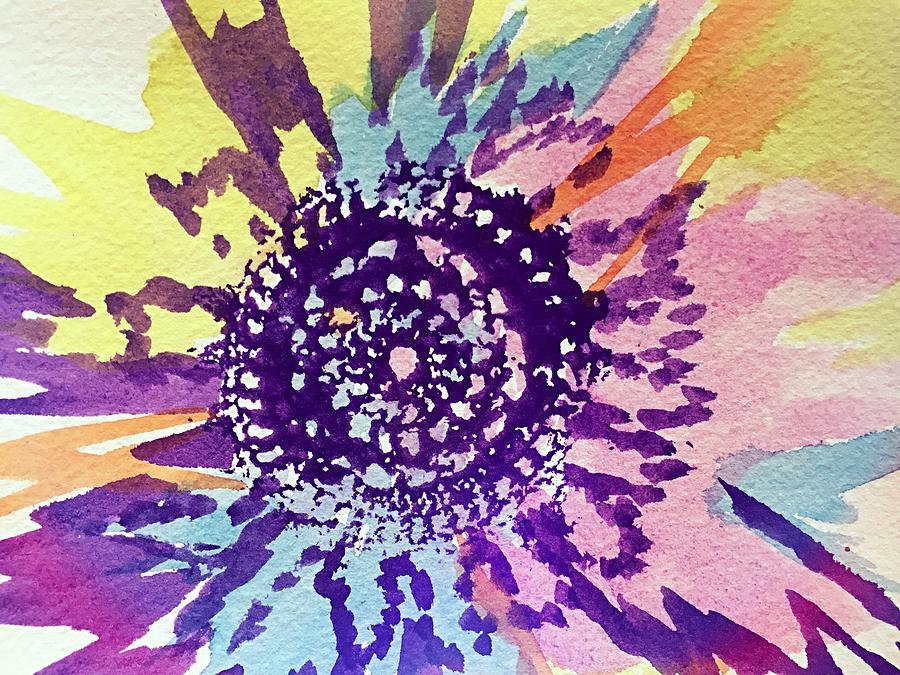 Abstract Sunflower  Painting by Ellen Levinson