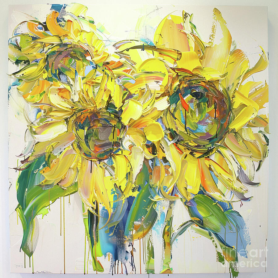 Abstract Sunflowers Painting by Tina LeCour