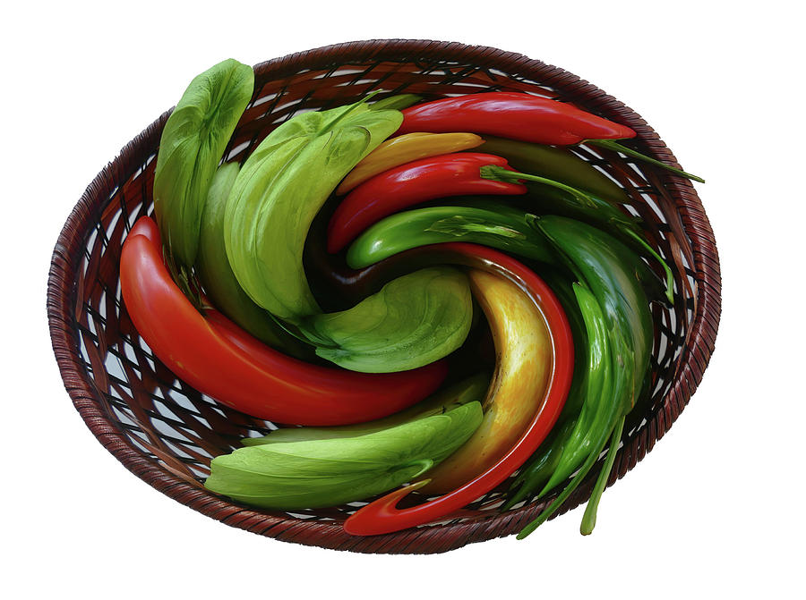 Abstract swirl of Fresh tomatoes and peppers Photograph by Steve Estvanik