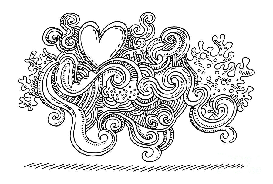 Black And White Drawing - Abstract Swirl Pattern Doodle Drawing by Frank Ramspott