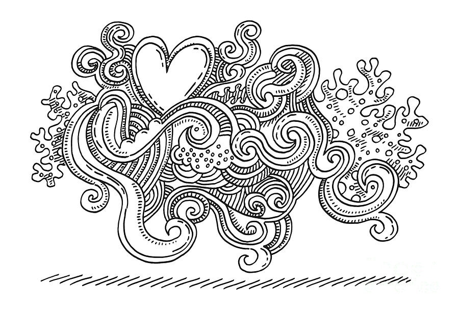 abstract swirls line drawing