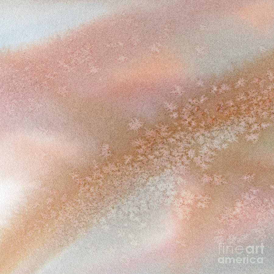 Abstract Painting - Abstract Tan, Peach, Light Blue Watercolor by Sharon Freeman