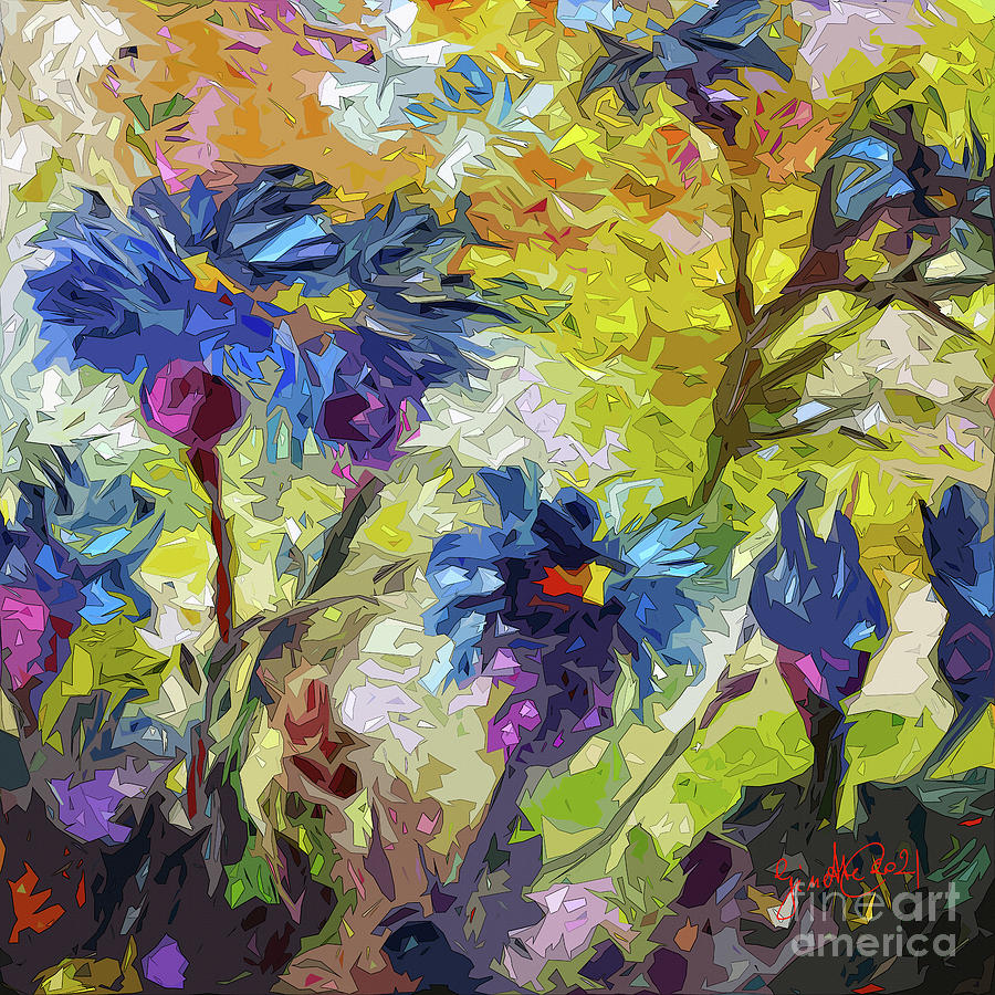 Abstract Thistles Floral Art Mixed Media by Ginette Callaway