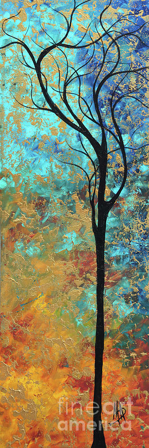 Abstract Tree Art Original Painting Gold Textured Overlay Artwork by Megan Duncanson Painting by Megan Aroon