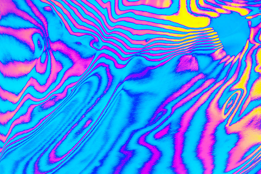 Abstract Trendy Neon Colored Psychedelic Fluorescent Striped Zebra Color Waves Textured Neon Background. 1960s Style Color Waves Drawing
