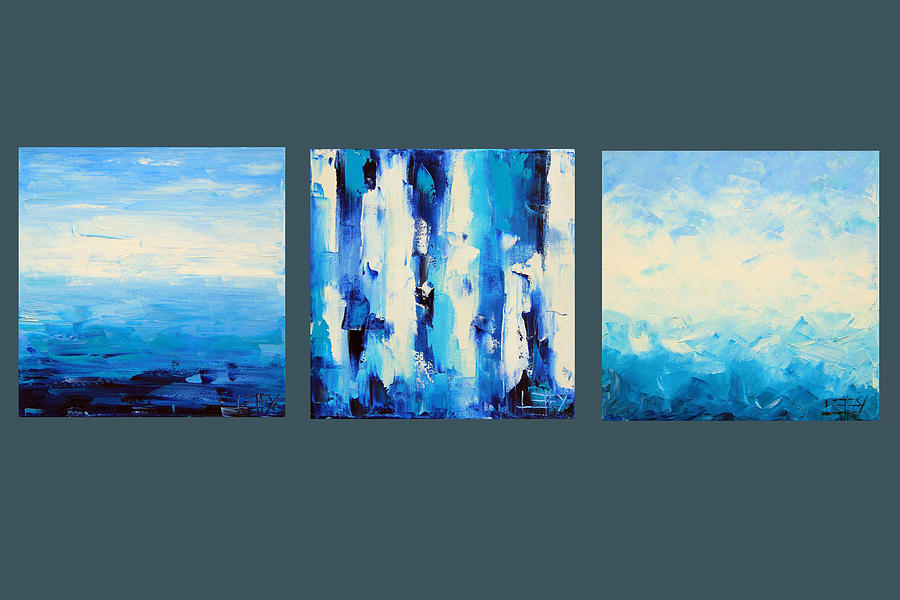 Abstract Triptych Painting by Lisa Elley | Pixels