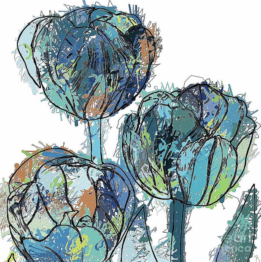 Abstract Tulip Flowers - 7 Digital Art by Philip Preston