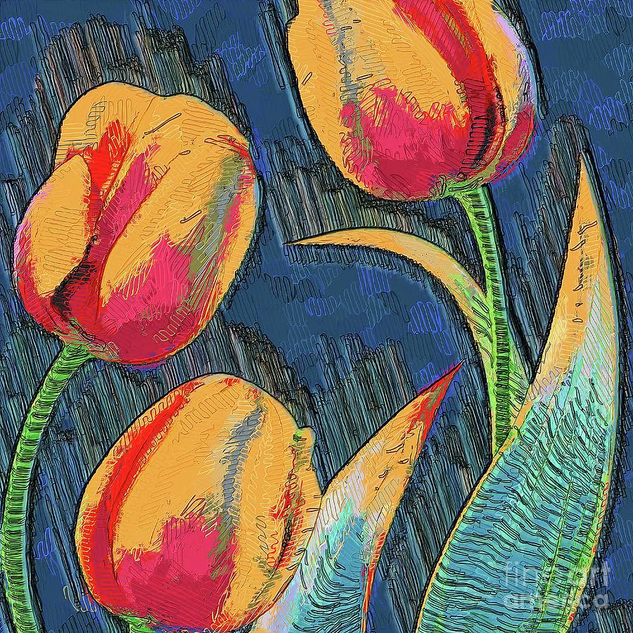 Abstract Tulip Flowers - 8 Digital Art by Philip Preston
