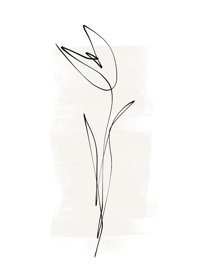 Abstract Tulip - Minimal One Line Drawing Drawing by Menega Sabidussi