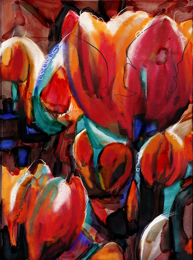Abstract Tulip Summer Mixed Media by Ann Leech