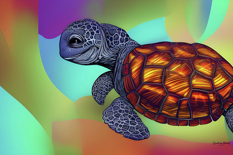 Abstract Turtle Digital Art by Cindy's Creative Corner Fine Art America