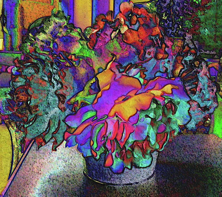 Vase Digital Art - Abstract Vase with Flowers by Vickie G Buccini