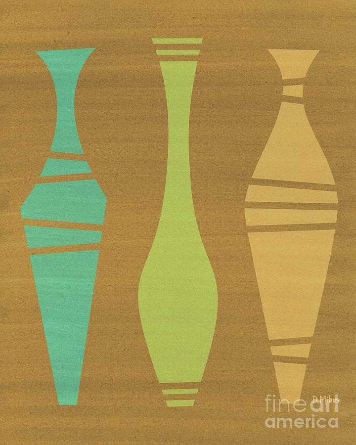 Abstract Vases on Brown Mixed Media Mixed Media by Donna Mibus
