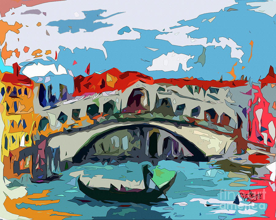 Abstract Venice Grand Canal  Modern Mixed Media Mixed Media by Ginette Callaway
