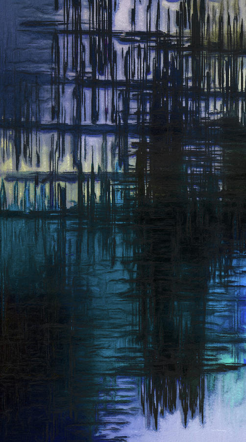 Abstract Vertical Horizons In Blue  Digital Art by Leslie Montgomery