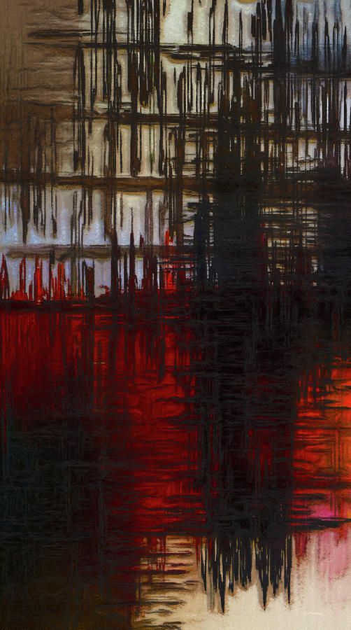 Abstract Vertical Horizons In Red  Digital Art by Leslie Montgomery