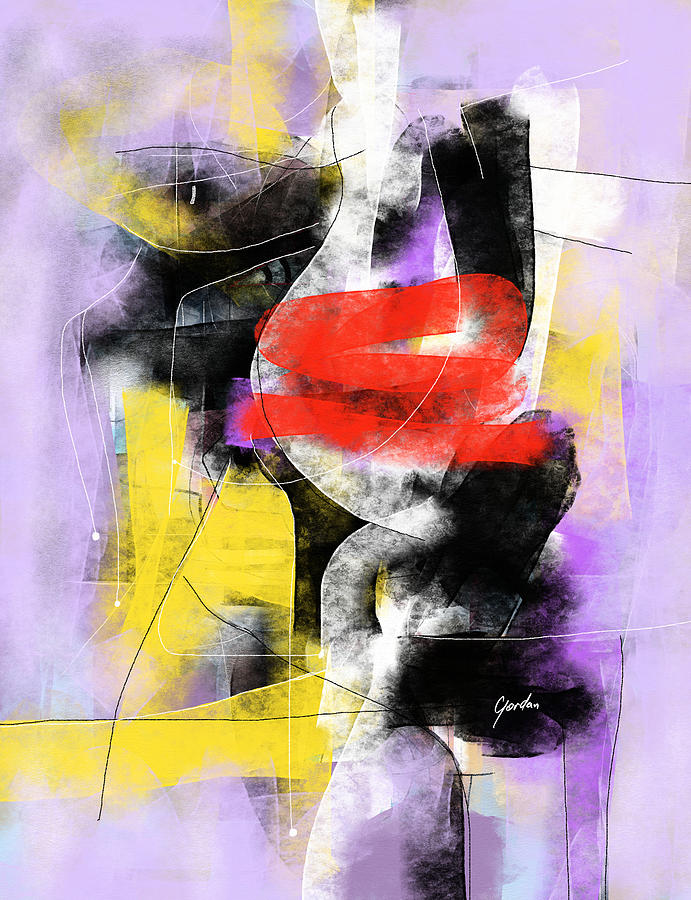 Abstract Wall Art Painting - First Kiss - Fresh Modern Pastel Purple Yellow And Red Elegant Canvas A Painting by iAbstractArt