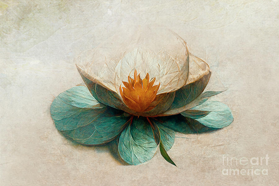 Abstract water lily flower on white canvas background. Photograph by Jelena Jovanovic