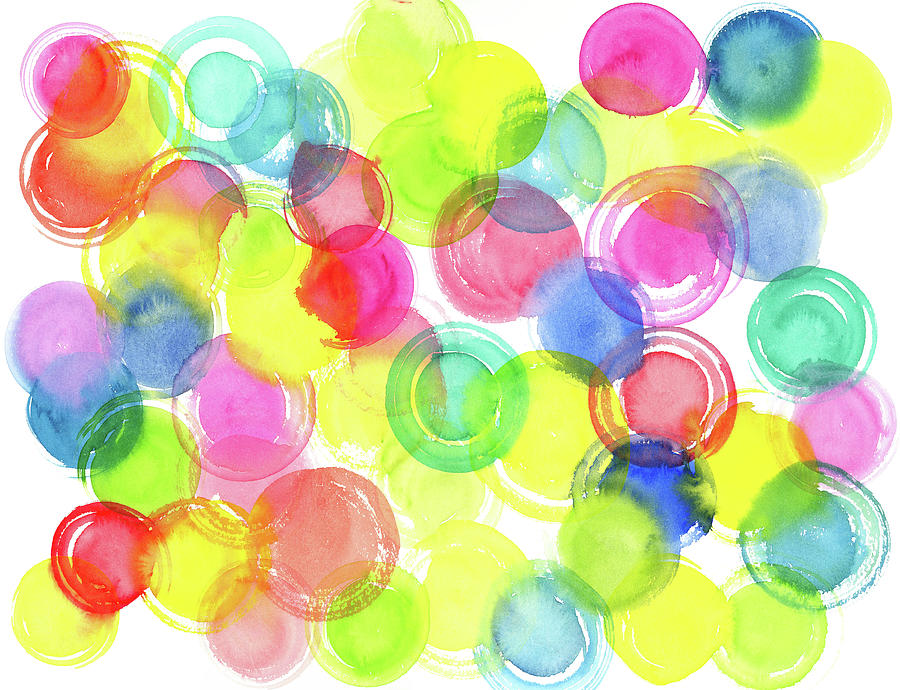 Abstract watercolor circles Painting by Karen Kaspar