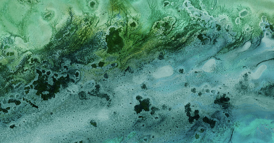 Abstract Watercolor Coastal Breeze Of Teal Blue And Green Painting by Irina Sztukowski